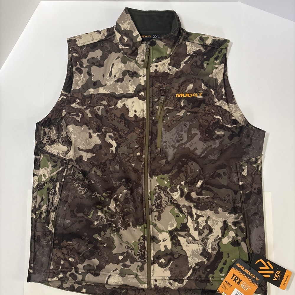 MUDDY TRX Softshell Vest Veil Canyon Veil Camo Fleece Lined NWT Extraordinary 2X